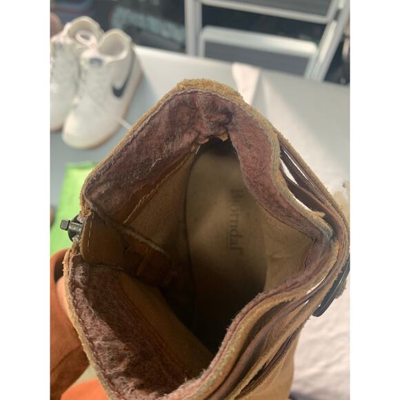 Bjørndal AMY Fur Lined Brown Suede Wedge Ankle Booties — Size 9 - Picture 3 of 6